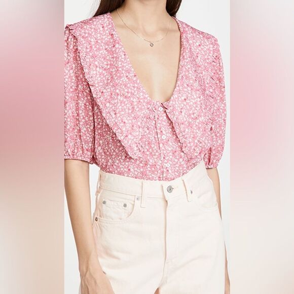 WAYF Amie Button Up Blouse - Picture 2 of 14